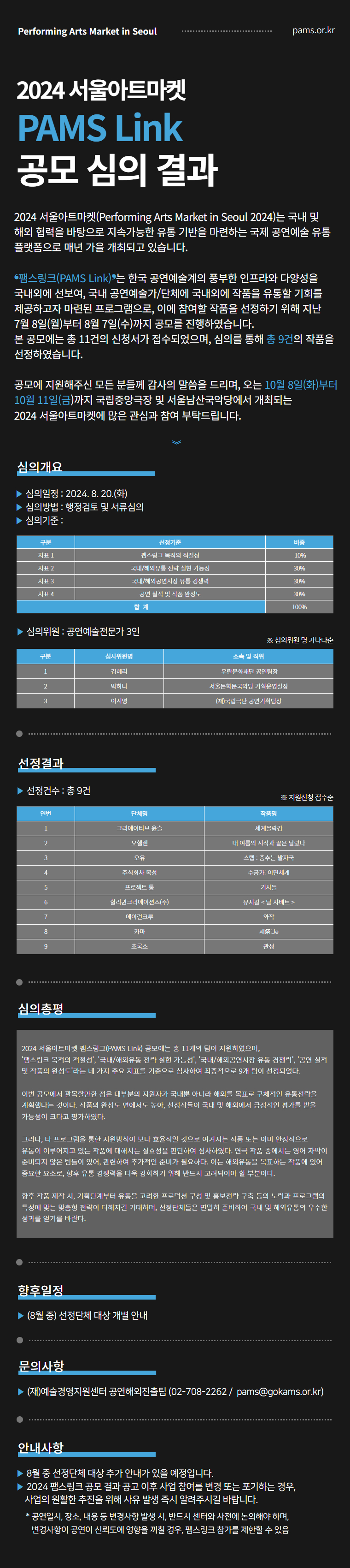 2024 서울아트마켓 팸스링크(PAMS Link) 공모 선정결과